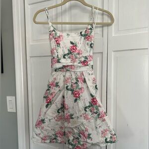 Francesca's Collections Floral Pink and Green Mini Dress